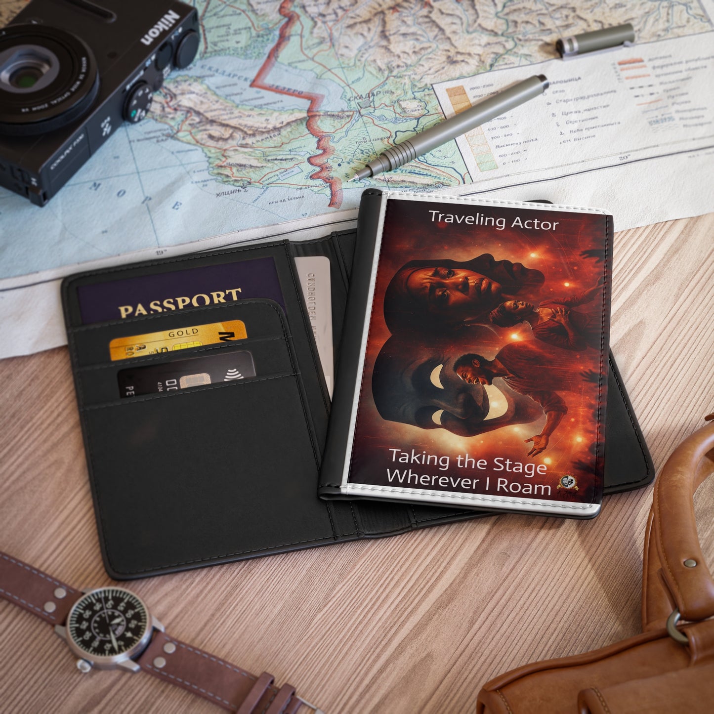 Traveling Actor Passport Cover | Personalized Travel Gift, Wanderlust Accessory, Actor's Journey, Traveling Keepsake, Unique Gift for Actors