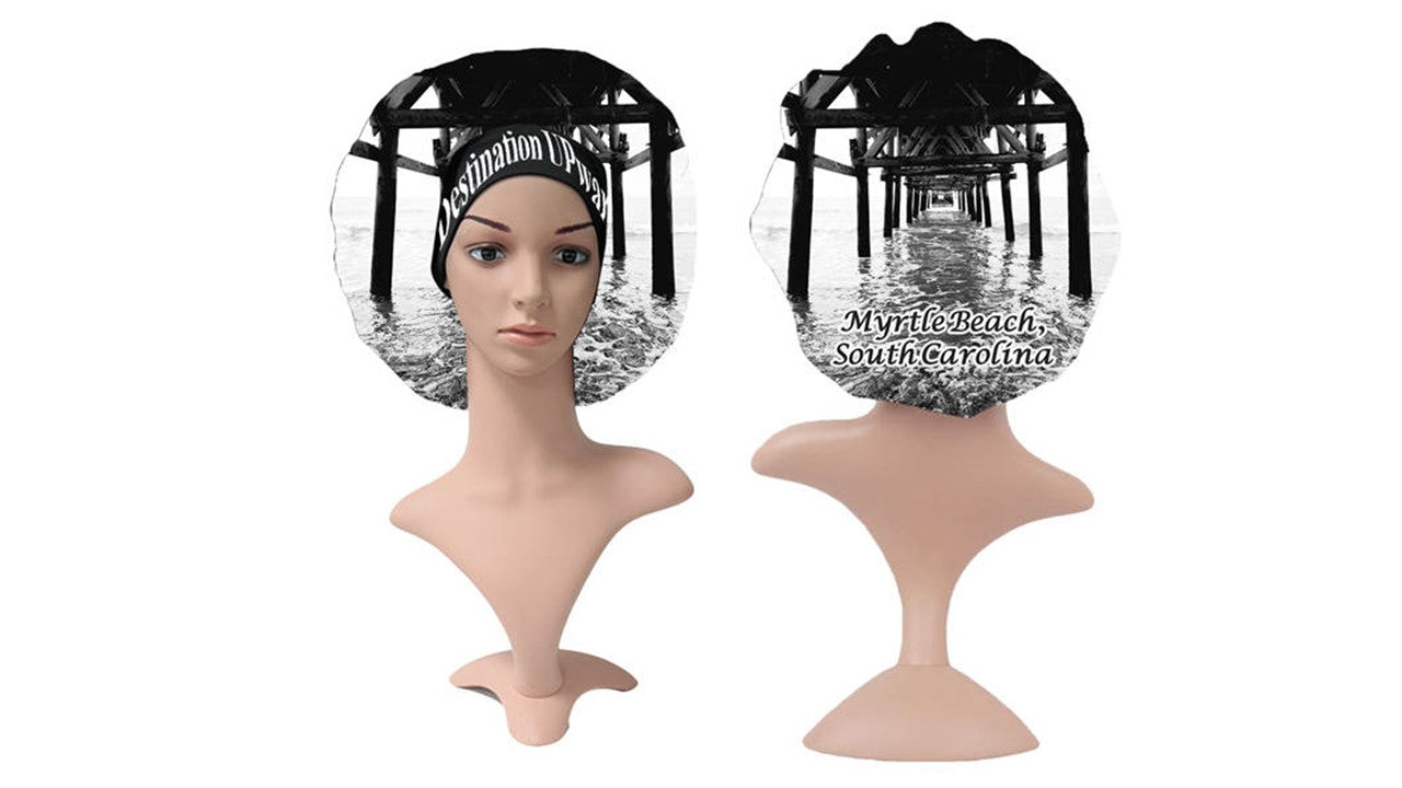 Myrtle Beach, South Carolina Satin Reversible Hair Bonnet Cap, Wide Edge