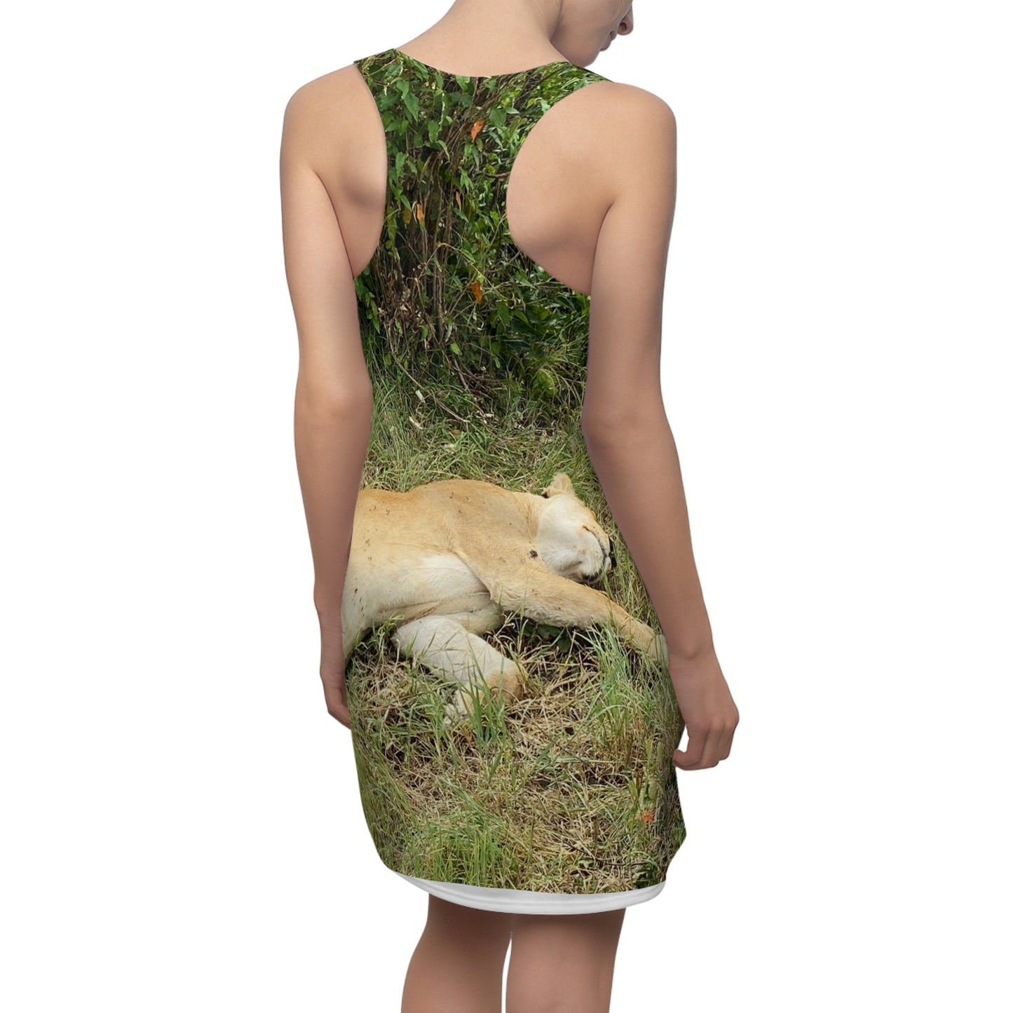 Masai Mara Lion's Kenya Women's Cut & Sew Racerback Dress (AOP)