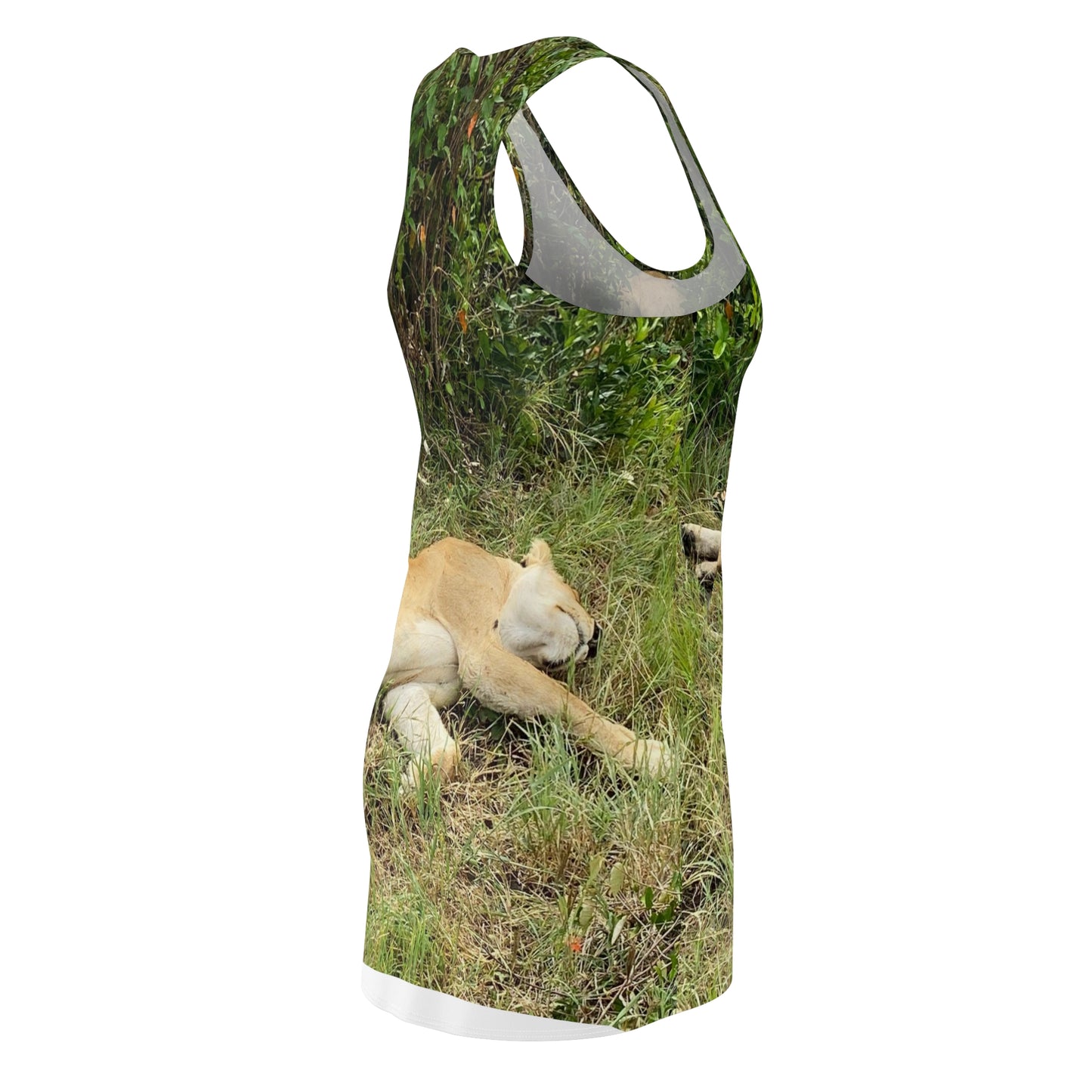 Masai Mara Lion's Kenya Women's Cut & Sew Racerback Dress (AOP)