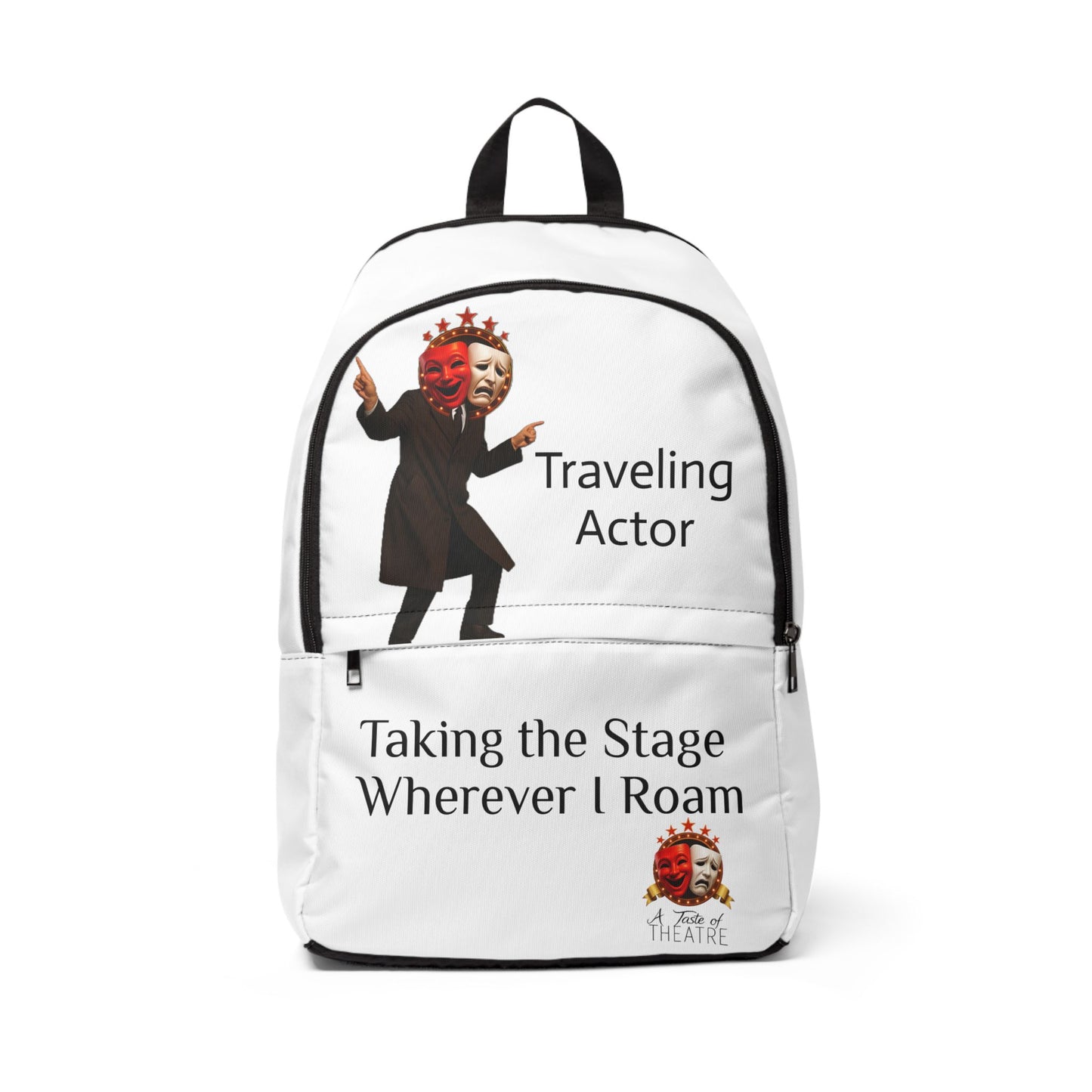 Traveling Actor Fabric Backpack - Perfect Gift for Theater Lovers, Drama Students, Actors; Ideal for School, Travel, and Everyday Use