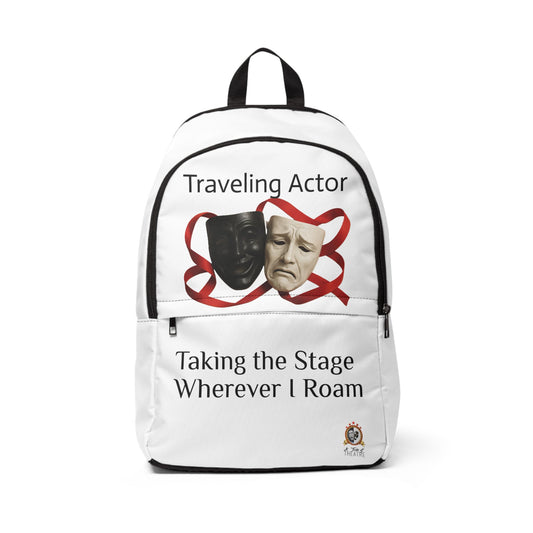 Traveling Actor Fabric Backpack - Perfect Gift for Theater Lovers, Drama Students, Actors; Ideal for School, Travel, and Everyday Use