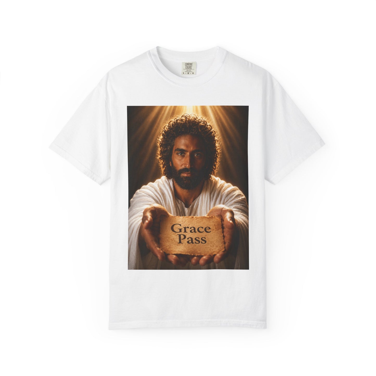 Christian T-Shirt — 'Grace Pass' Jesus Graphic Tee (Back: "GOD gave me a Grace Pass")