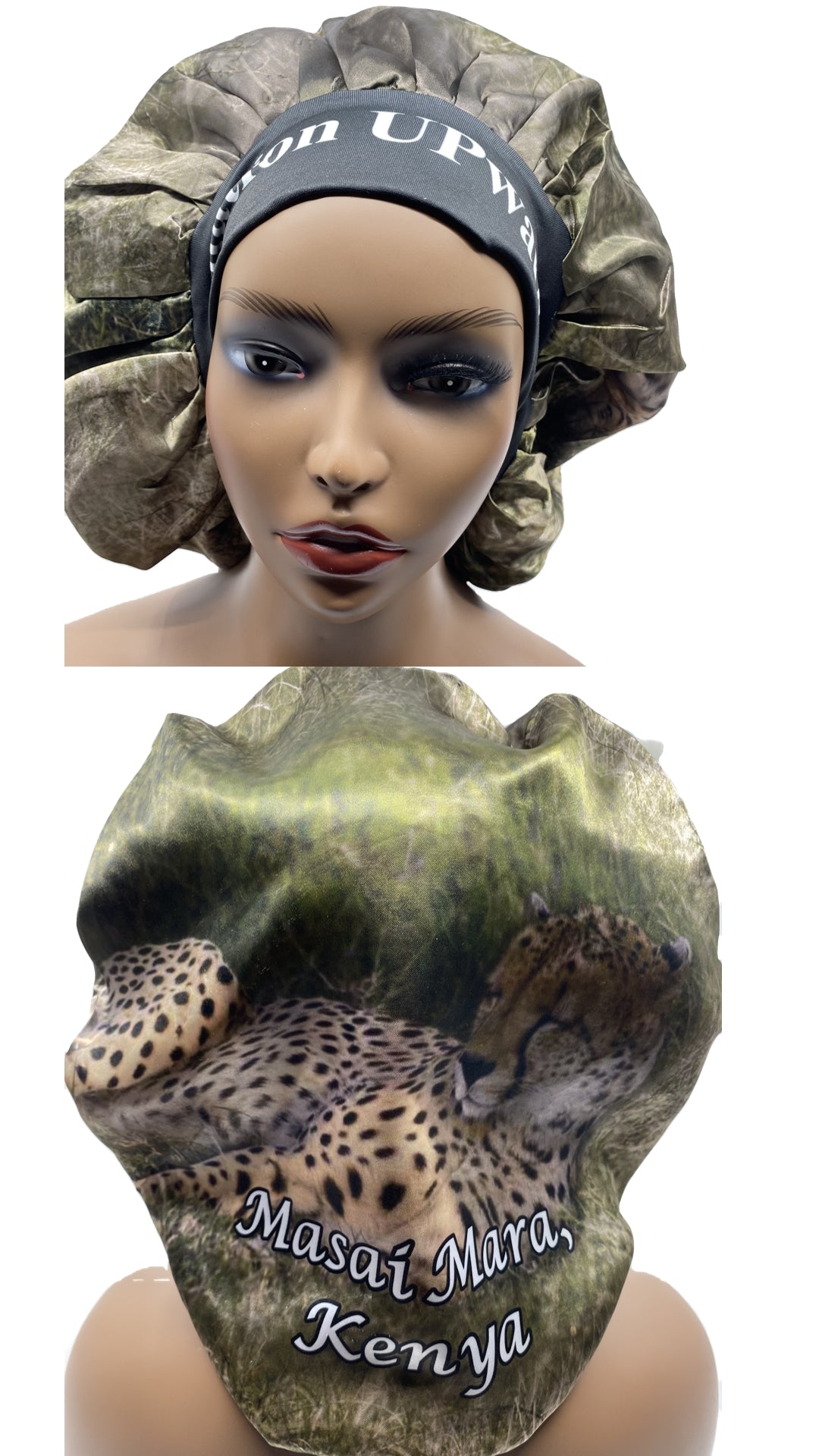 Masai Mara, Kenya Bonnet Satin Reversible Hair Bonnet Cap, Wide Edge