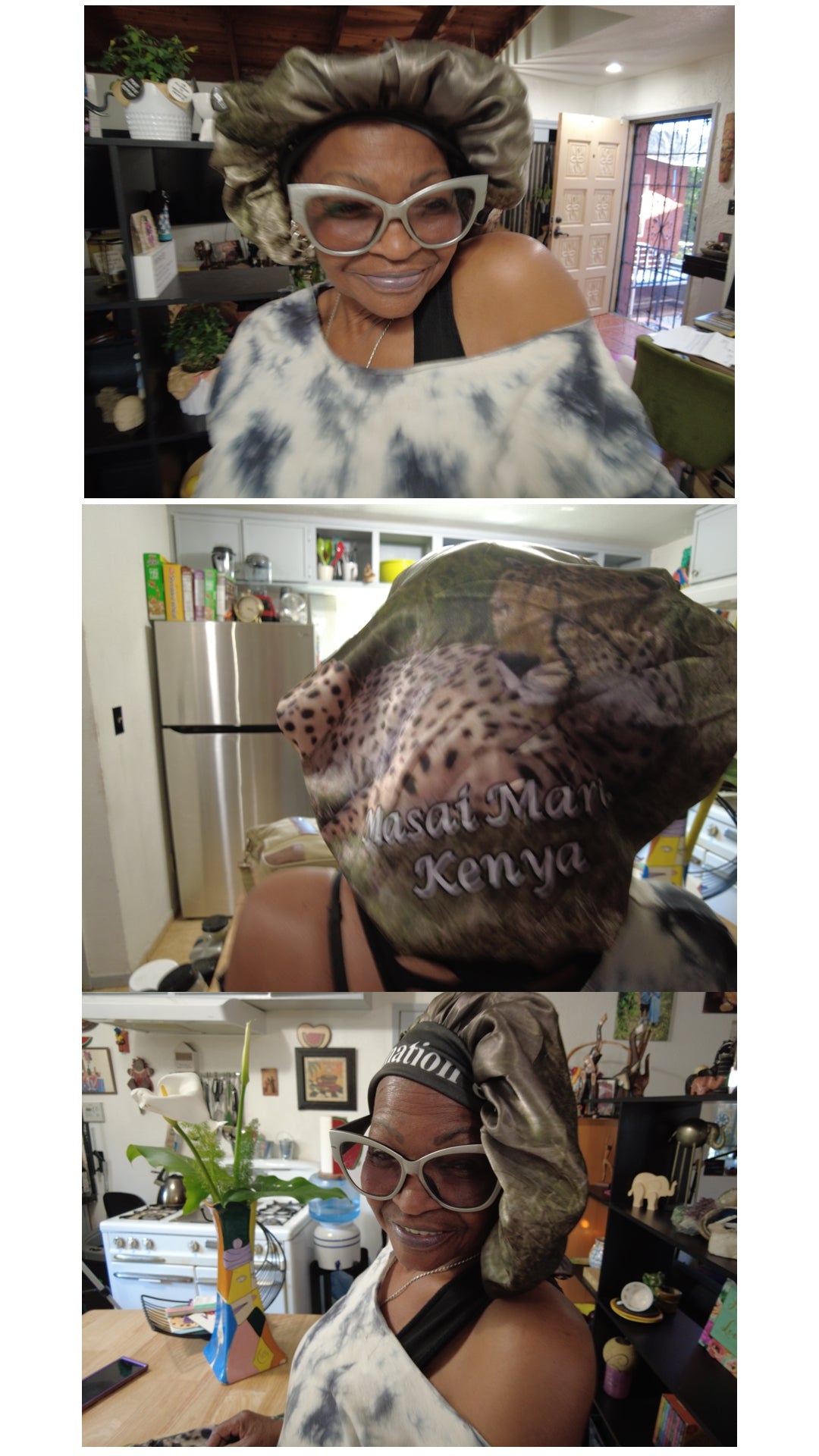 Masai Mara, Kenya Bonnet Satin Reversible Hair Bonnet Cap, Wide Edge